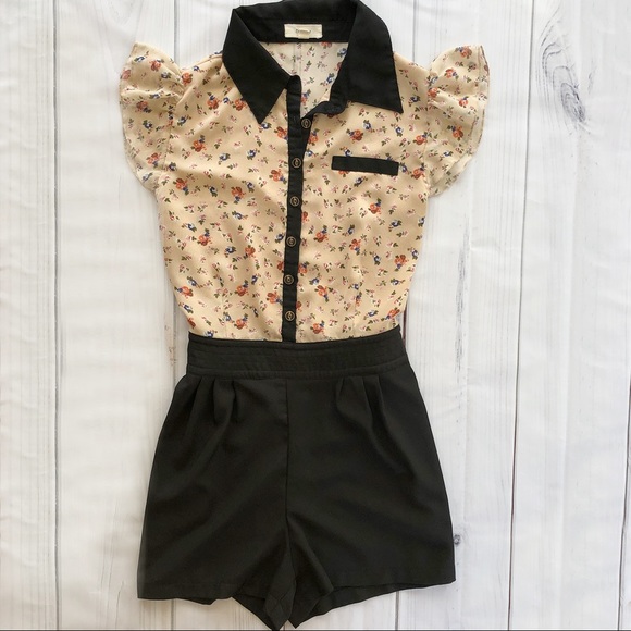 Freeway Pants - Freeway Floral Black Romper
